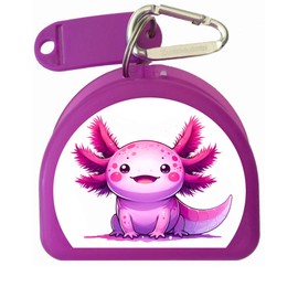 Zumoe Axolotl Retainer and Mouthguard Case with Carabiner, Durable Mouthguard Case for Sports, Teeth Aligner Retainer Holder for Travel and Protection, Ideal for Secure Storage - Purple