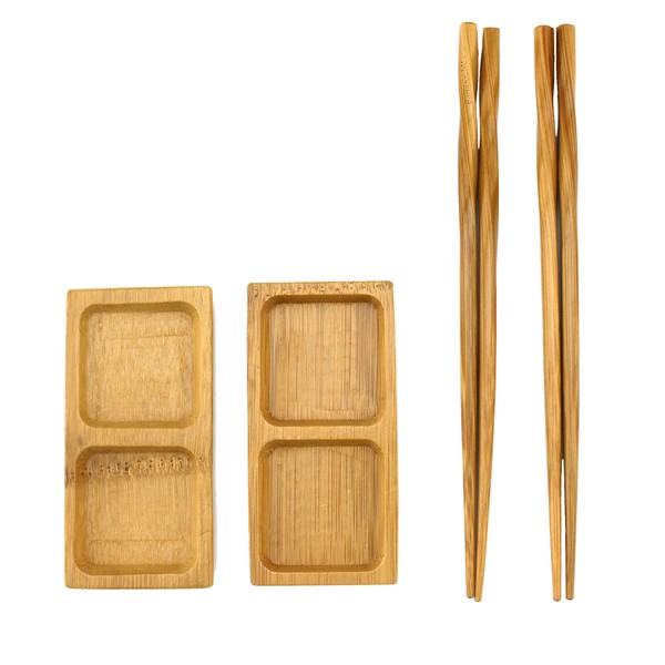 BambooMN Sushi Serving Soy Sauce Tray/Pickled Ginger and Wasabi Dipping