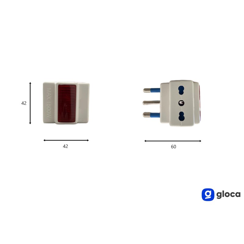 Gloca Set of 3 Adattatori 2 Prese 10/16A Con Spina