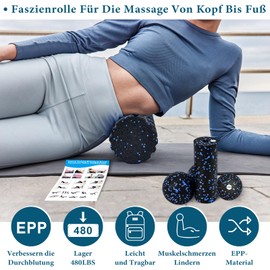 Faszienrolle, Faszienrollen Set Bestehend aus 3D-Textur-Massage Faszienrolle Wirbelsäule/Mini-Faszienrolle/Faszienball, Foam Roller für Yoga, Bindegewebsstoffwechsel, Muskelmassage,mit Poster