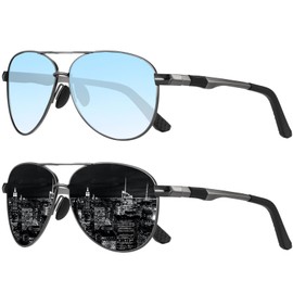 LEDING&BEST Polarised Sunglasses Pilot Mens Womens Ultralight Shades UV400 Protection Unbreakable Metal Frame for Driving,Fishing,Running Sun Glasses