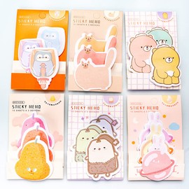 6 Pads 270 Sheets Sticky Notes, Cartoon Sticky Notes, Self-Stick Removable Sticky Notes, Cute Animals Sticky Notes, Multipurpose Sticky Notes, 6 Specifications, Memo for Home School Office