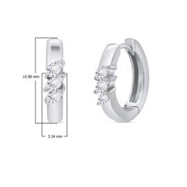 Poshadime Ladies Three 3 Stone Huggie Hoop Earrings for Women - 0.85 Carat Marquise Cut Simulated Diamond Hoop Huggie Earrings 14K White Gold Over Silver (0.84 Ct, VVS1 Clarity, D Color)