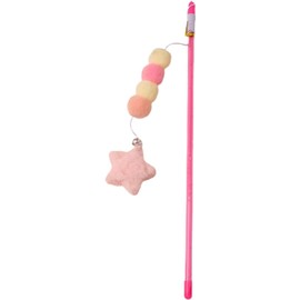 Pink Cat Stick Toy, Cat Teaser Wand Toys, Interactive Cat Toys, Elastic Rope Plush Ball Star Pendant Bite Comfortable Grip, Indoor Cats and Kitten Wand Cat Mice and Animals