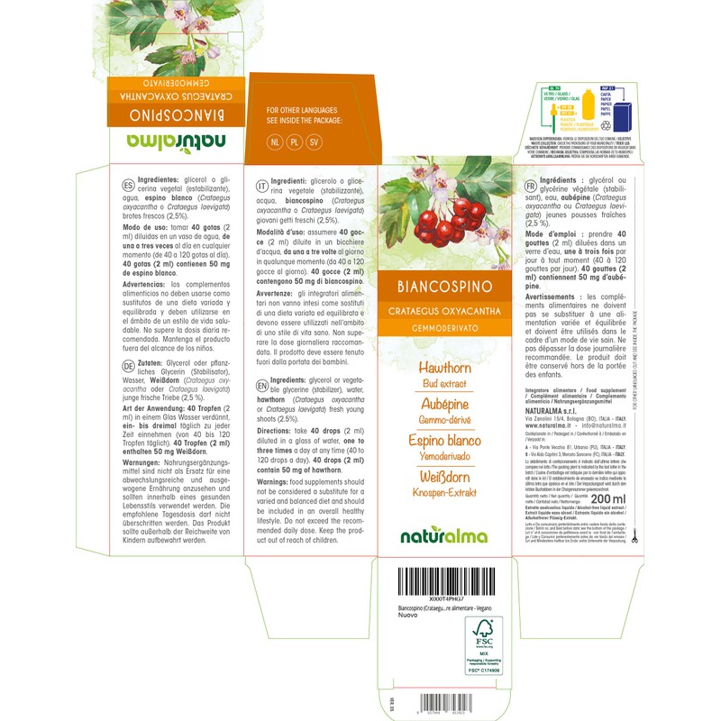 Hawthorn (Crataegus oxyacantha or C. laevigata) Alcohol-Free Bud Extract from