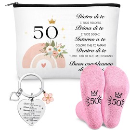 Jadive Gifts for Women Birthday Includes Cosmetic Bag for Women Socks and Keychain for Wife Mother Grandma Daughter Sister Girlfriend, As shown in the picture, 50 years old