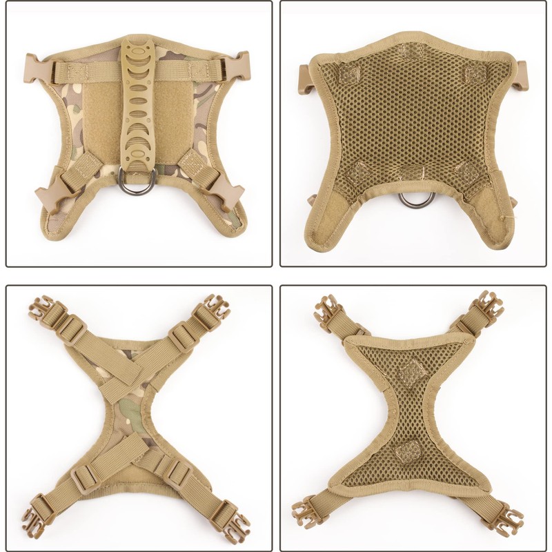 Annchwool Tactical Dog Harness for Small Dogs with Handle, Military