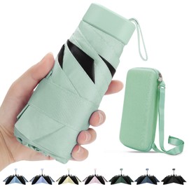 ZOMAKE UV Mini Umbrella - Lightweight Travel Umbrellas 99% UV Protection, Small Compact Portable for Women Men Kids Multiple Colors (Light green)
