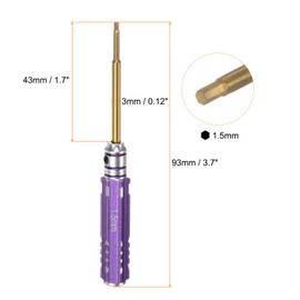 sourcing map RC Hex Screwdriver 1.5mm Mini Titanium Hexagon Screwdrivers Wrench RC Hex Driver Repair Tool for RC Models Car Helicopter Boat, Purple