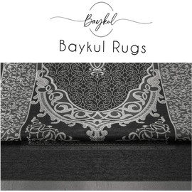 BAYKUL Muslim Prayer Rug, Islamic Turkish Prayer Rugs, Great Ramadan Gifts, Prayer Mat for Women and Men,Islam Carpet,Portable Muslims Mats,Praying Rugs Islam with Beads-Gift Prayer Beads 99 (Grey)