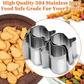 SurgeHai Goldfish Cracker Cutters 2 PCS, Mini Cookie Cutters 304 Stainless Steel Food Safe Grade, Single-Row Goldfish Cutters Designed, Come with Cleaning Brush, Easy To Clean (2)