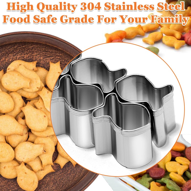 SurgeHai Goldfish Cracker Cutters 2 PCS, Mini Cookie Cutters 304