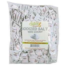 Gourmet Single Serve Iodized Salt Packets | By Dasher's Spice & Beans | 1000 Count