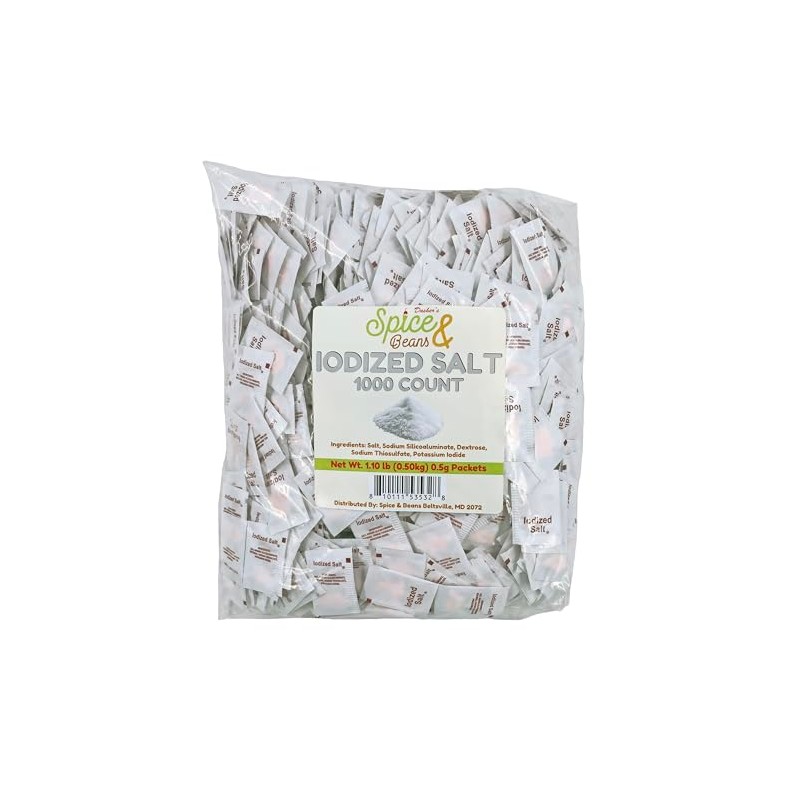 Gourmet Single Serve Iodized Salt Packets | By Dasher's Spice