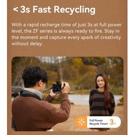 ZENIKO ZF08 Camera Flash - 440 Full Power Flashes/GN16 ISO200 0.5m/Type-C Charge/470mAh/3s Recycle Time/5 Power Levels/Mini Flash Compatible with Sony ZV-E10 ZV1 a7CII a7IV Ricoh GRIII etc. (Silver)