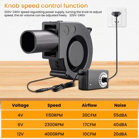 Centrifugal Fan 12 V, 12 V Turbine Turbo 97 mm Cooling Fan, 220 V Fan 12 V Adjustable Cooling Fan AC Powered, for Ventilation Fan Change BBQ Inflatable Fireplace (97 x 32 mm (with Tube)