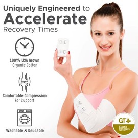 Premium Elastic Bandage Wrap (2" Wide, 2 Pack) - Made of USA Grown Organic Soft Woven Cotton - Metal Clip Fasteners - GT Latex Free Hypoallergenic Compression Roll for Sprains & Injuries