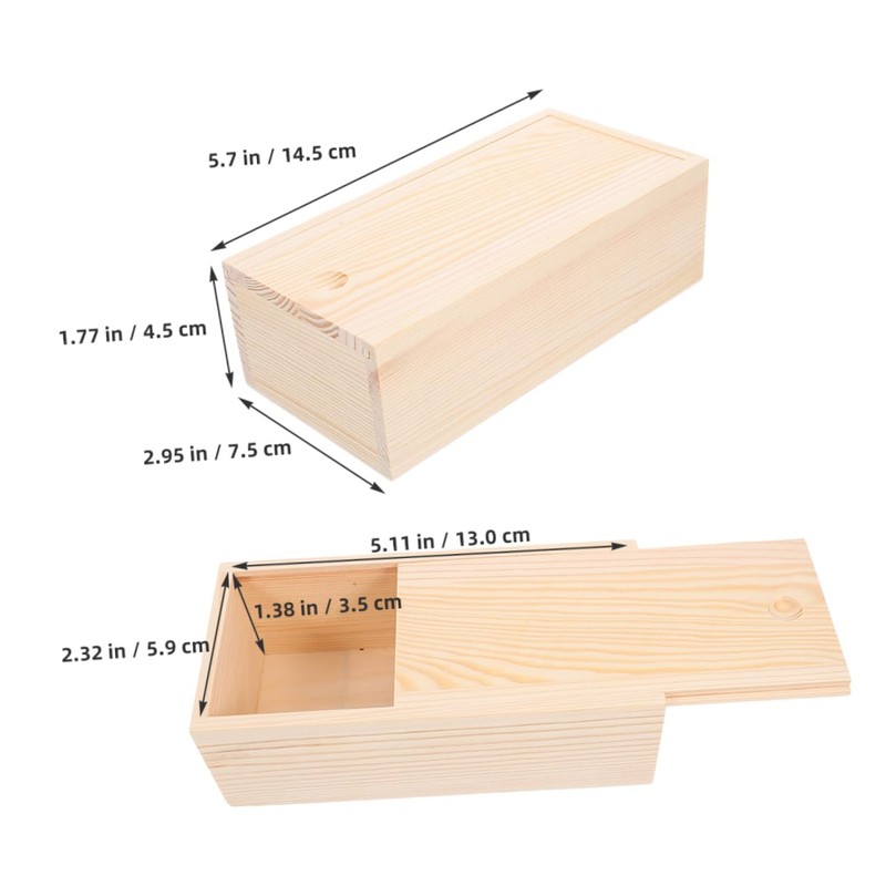 Gadpiparty 2Pcs Wooden Storage Box with Sliding Lid Rustic Keepsake