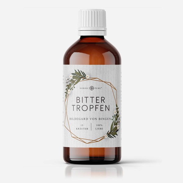 Bitter Drops with Practical Dropper Closure, 100 ml Bitter Drops by Hildegard von Bingen, 15 Bitter Herbs