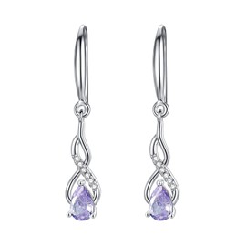 Silver Drop Earrings for Women Girls, Hypoallergenic S925 Sterling Silver Teardrop Dangle Earrings with Alexandrite Cubic Zirconia, Fashion Jewellery Wedding Christmas Birthday Gift