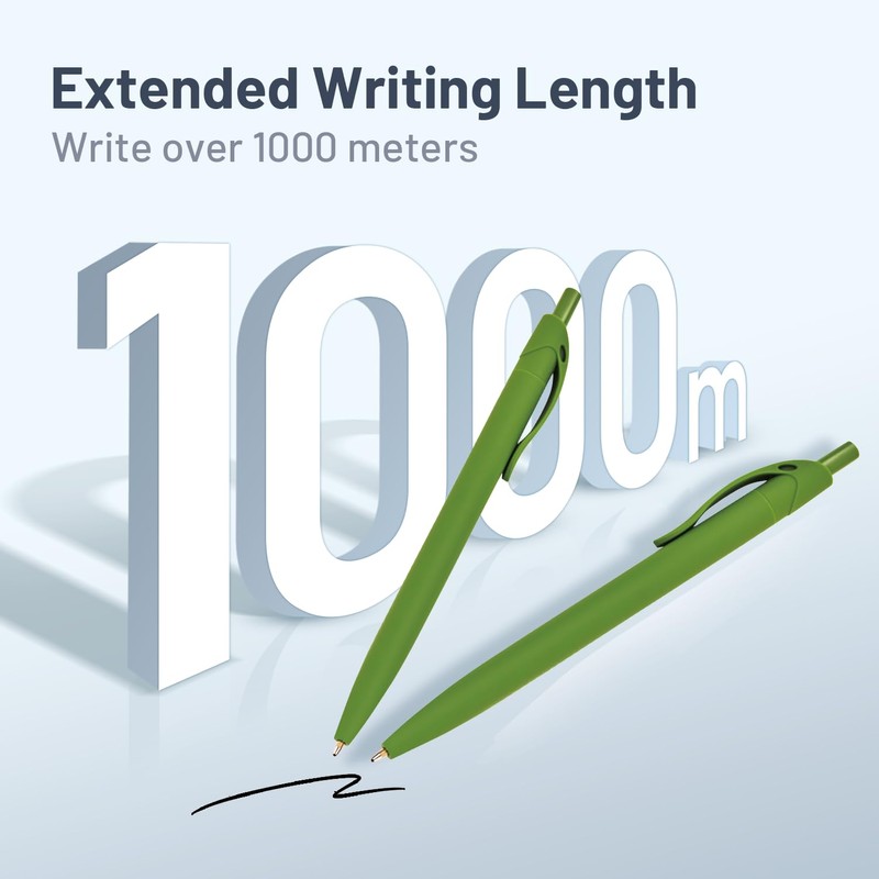 Wiaziert BallPoint Pens, 100 Pack (BLACK Ink),Bulk Pens, Green Barrel,Click