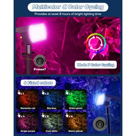 Kaxiida Solar Multicolor Lights Outdoor, 7 Lighting Modes Solar Lights Outdoor Waterproof IP68, Color Changing RGB Powered Light for Garden Yard Patio Landscape Decor