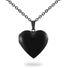 PHOCKSIN Black Heart Lockets Necklace for Girlfriend Locket Necklaces that Holds 2 Pictures Memorial Lockets for Women