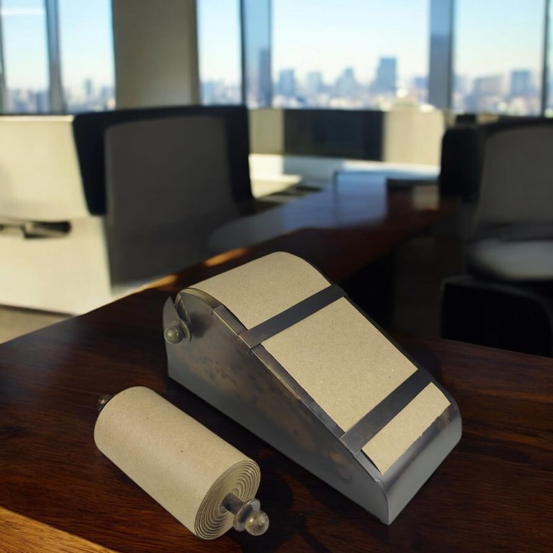 FTWDesign Retro Notizrollenhalter aus Metall - 15m Notizblock mit Ersatzrolle