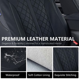 Truckiipa Custom for Chevy Silverado Seat Covers 1500 Full Set Leather Seat Covers Fit for 2014-2018 Chevy Silverado GMC Sierra 1500, 2015-2019 2500HD 3500HD Double Crew Extended Cab, Full Set, Black