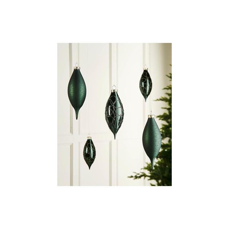 Sage Green Teardrop Glass Baubles