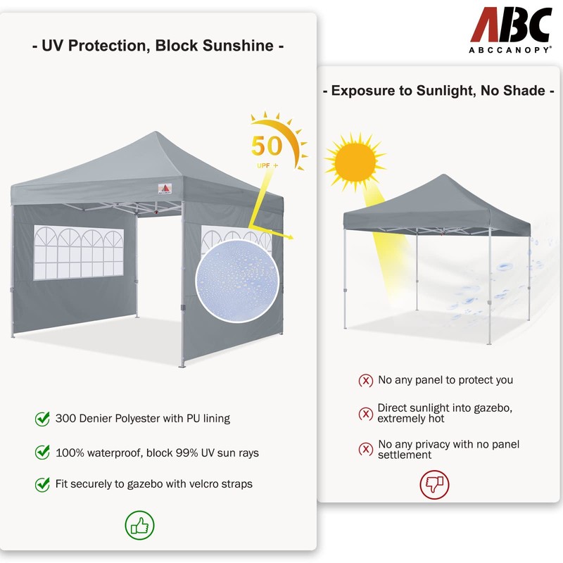 ABCCANOY 2 Packs of 10X10 Canopy Sidewalls with Church, Gray