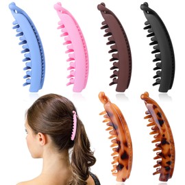 Vodolo Banana Clip for Thick Hair,6 PCS 4.75" Large Banana Claw Clips for Women Girls,Vintage Stretchy Bananas Hair Clip,Bananas Combs Bow Hair Accessories Gift