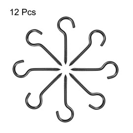 sourcing map 2" Screw Eye Hooks Self Tapping Screws Screw-in Hanger Eye-Shape Hooks Black 12pcs