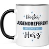 JUNIWORDS Tasse, Bester Jugendreferent, mit ganz viel Herz, Schwarz (6048835)