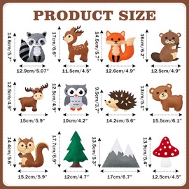 Forest Animal Sewing Crafts Kits - 12Pcs DIY Felt Animals Fun Educational Kit for Kids/Educational Beginners Sewing Set with Scissors/First Sewing Kits for Children Boys Girls