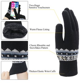 Long Keeper Winter Women's Gloves Touchscreen Thermal Warm Knitted Gloves Elastic Knitted Mittens for Driving Walking Running, black