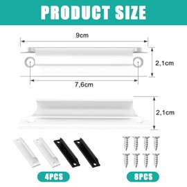 FDJZXW Pack of 4 Balcony Door Handles, Outdoor Patio Door Handle, Aluminium Alloy Handle, Patio Door Handle, with Self-Tapping Screws for Windows, Cupboards, Cabinet Doors and Drawers (White, Black)