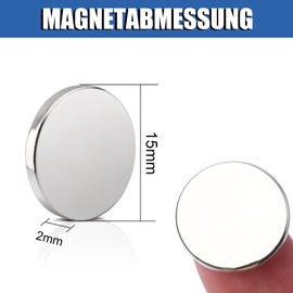Pack of 20 Magnets 15 x 2 mm Neodymium Magnets Extra Strong Magnets Strong Large Round Strong Magnets for Fridge, Whiteboard, Magnetic Board, Office