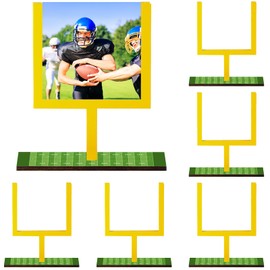 Wonderjune 6 Pieces Football Goal Post Table Decorations Field Goal Post Centerpieces for Table with Base 4 x 6 Inches Wooden Football Photo Frame Decoration for Fans Club Sport Birthday Supplies