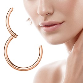 NAVZA Unisex 6mm & 8 mm Women Fake Stainless Steel Smooth Nose Ring Silver Hoops (Rose Gold, 8mm)