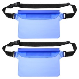 HARFINGTON 2pcs Waterproof Pouch Waterproof Fanny Pack Floating Waterproof Bag with Adjustable Waist Strap for Travel Beach Swimming Kayaking Boating Pool Accessories, Clear Blue
