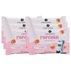 CHEF POPPIN Gourmet Flavored Popcorn, Non-GMO, Oatly's Oat Milk & Strawberry, 20g, 6 Pack, .71 oz each