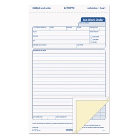 Tops 3868 Snap-Off Job Work Order Form, 5 2/3-Inch x 8 5/8-Inch, Three-Part Carbonless, 50 Forms