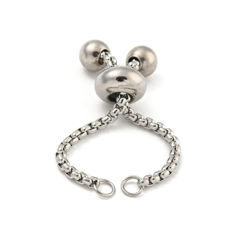 DanLingJewelry 10Pcs Adjustable Slider Chain Bracelet 57mm Stainless Steel Bracelet