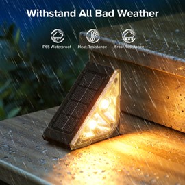 Ahaorigin Solar Step Lights for Outside, 8 Pack Bright LED Spot Lens Triangle Solar Stair Light Outdoor Waterproof, Outdoor Deck Lights for Yard Porch Patio Driveway Railing, Warm White