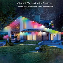 LA-HKWM Permanent Outdoor Lights,100FT with 60 RGBCW LED Smart Eave Lights,High Brightness 57600MCD,IP67 Waterproof,100 Scenes Modes for Christmas Daily Lighting,Work Control by Voice/Remote/app