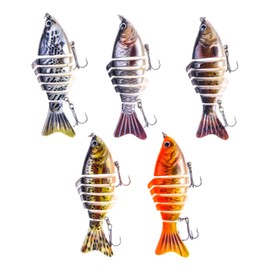 Trout Lures | Robotic Fishing Lure - 5X Robotic Seven Joint Gear Baits Hooks for Catfish Bass Saltwater Lake River