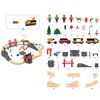 Giant bean 72PCS Fire Station Wooden Train Track Electric Train