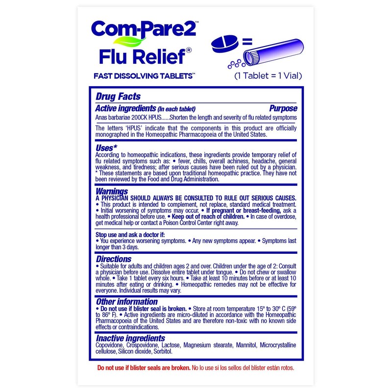 Com-Pare2 Flu Relief 30ct for Cold and Flu Symptoms