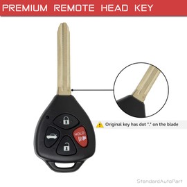 StandardAutoPart New Remote Head Key Remote Compatible with Toyota Camry 2007 2008 2009 2010 2011 Corolla 2009 2010 HYQ12BBY 4D67